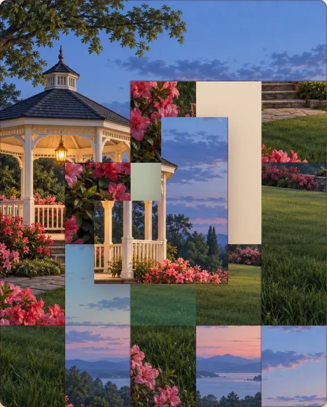 A 5×5 garden puzzle with connected pieces